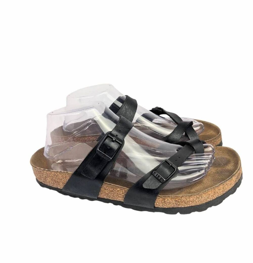 Birkenstock Mayari Black leather strappy toe wrap sandals 40 EU 9 US